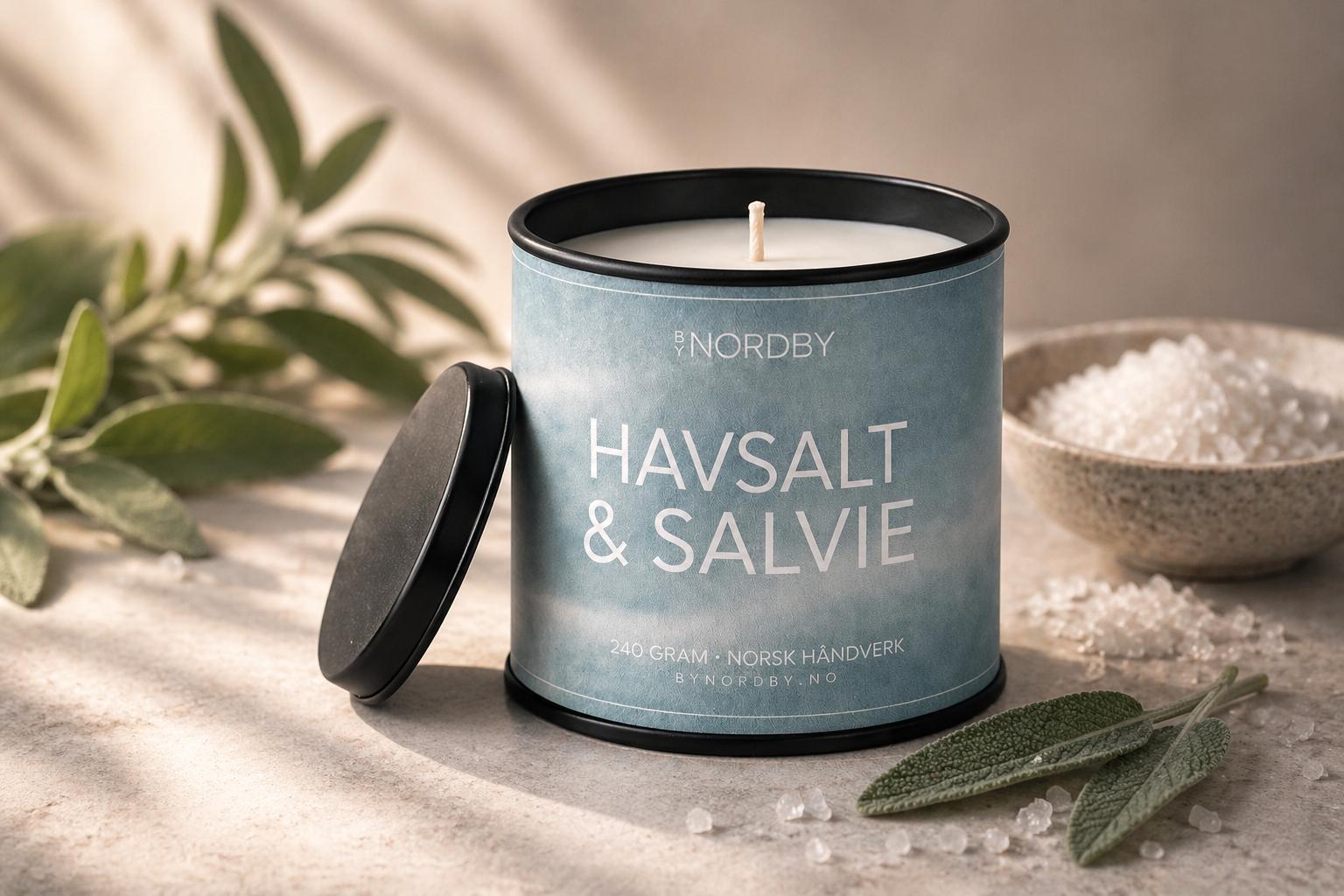 Havsalt & Salvie -Duftlys 240g